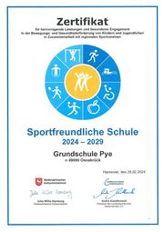 Vorschaubild Auszeichnung "sportfreundliche Schule"